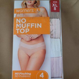 Warner's No Muffin Top Hipster with Lace - 4 Pair XL8 NWT Sealed